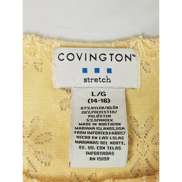 Covington Womens Blouse Size Large Floral Yellow Short Sleeve Embroidered Thread - Picture 4 of 16